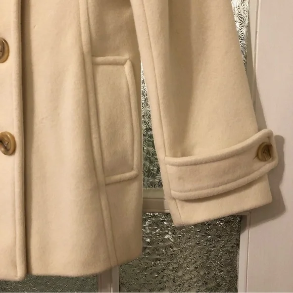 Lands’ End Wool Blend Cream Peacoat - Picture 2 of 7